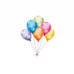 Bunch of colorful balloons, cheerful, floating in the air