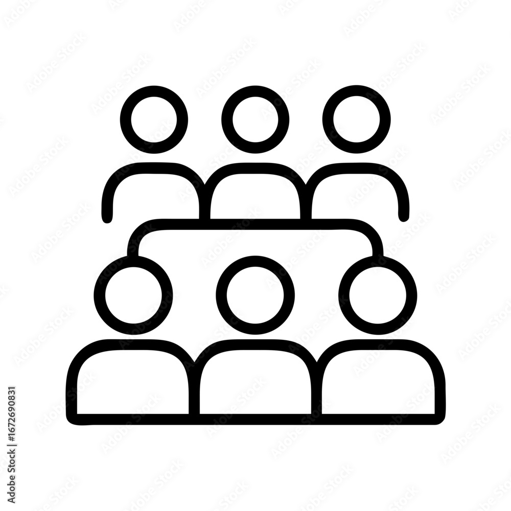 Poster hierarchical team structure represented with simplified person icons in outline style