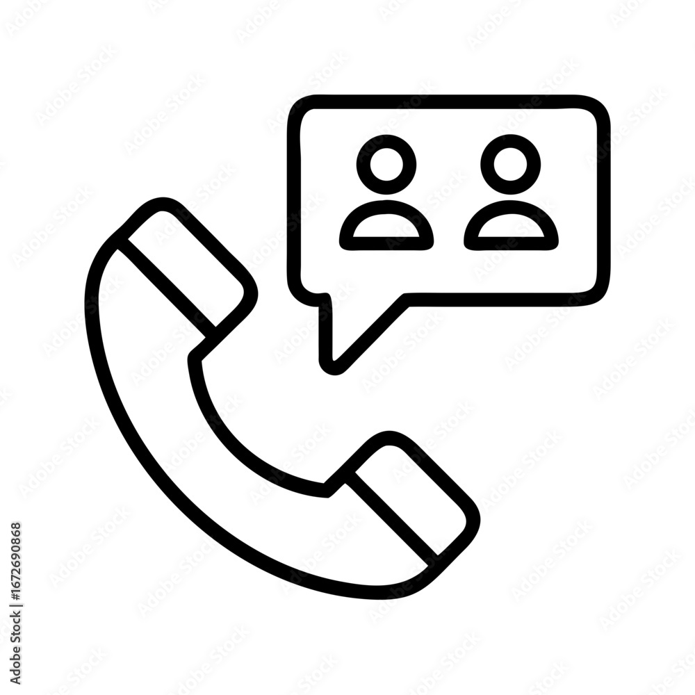 Poster telephone icon with speech bubble representing two people on a call