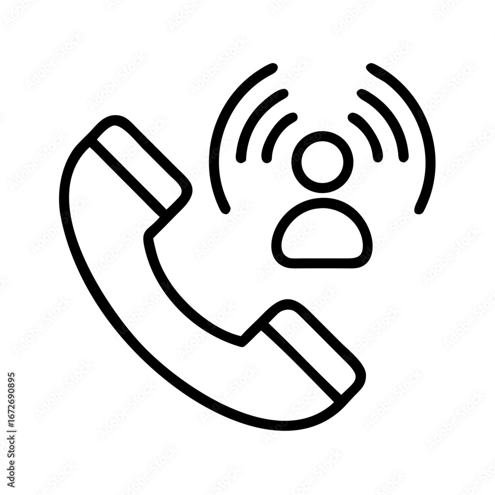Aufkleber telephone receiver with user avatar and signal lines depicting an active call