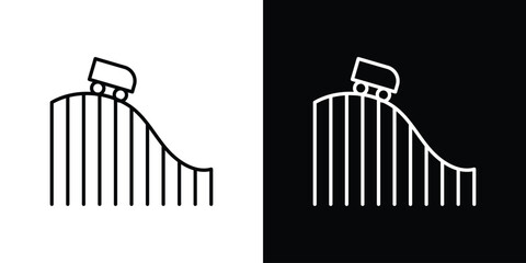 Roller coaster icon in line art versions on white background © Zrobac