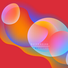 Abstract colorful shapes overlap, creating vibrant gradients. Red dominates background, with orange, yellow, blue hues present. Text reads background design.