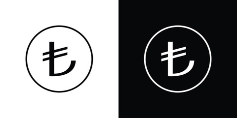 Fototapeta premium Lira sign icon in line art versions on white background