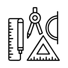 Iconic Drawing Tools for Architecture and Engineering in Black and White Outline