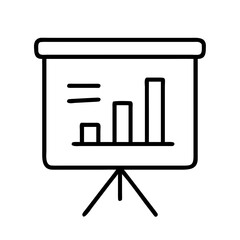 Presentation of business data showing increasing bar chart on a stand