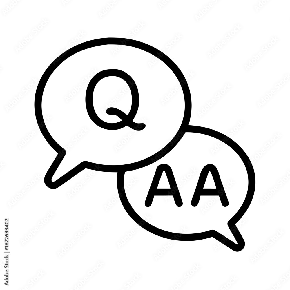 Poster question and answer speech bubbles depicting knowledge exchange or tutorial