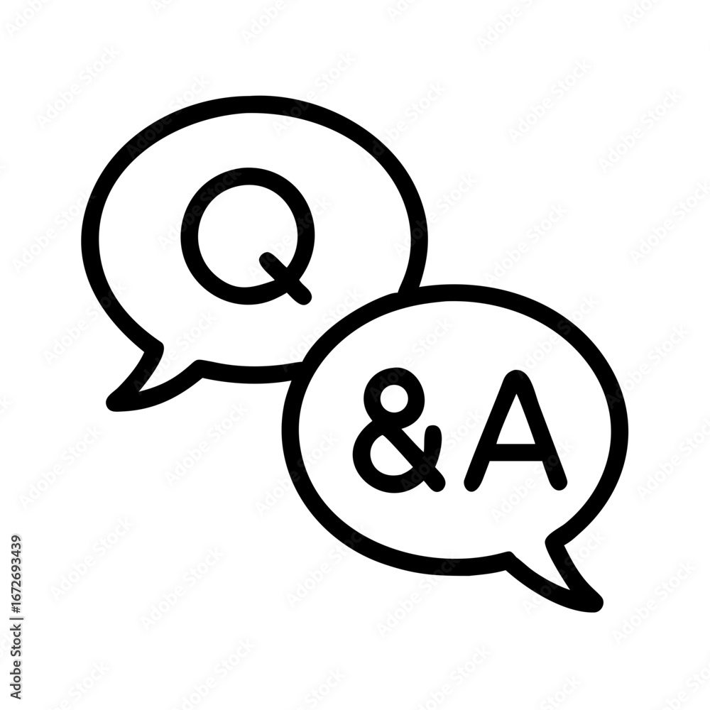 Poster questions and answers icon symbolizing communication and knowledge exchange black outline