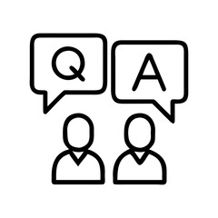 Question and answer session between two individuals with speech bubbles icon