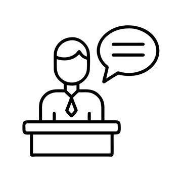 speaker talking at podium outline clip art preview