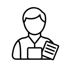 Iconographic Representation of a Worker Holding Documents and Wearing an Identification Badge