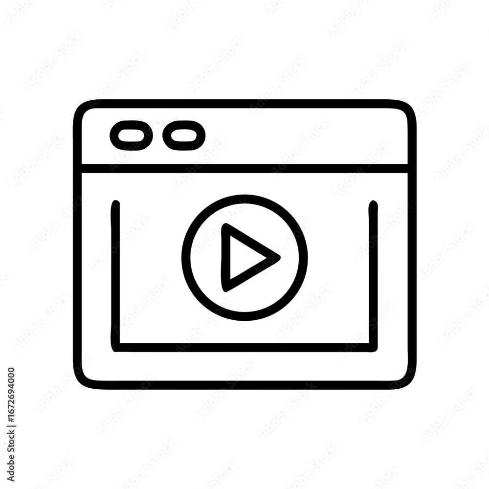 Fototapete video player interface with play button in web browser window element