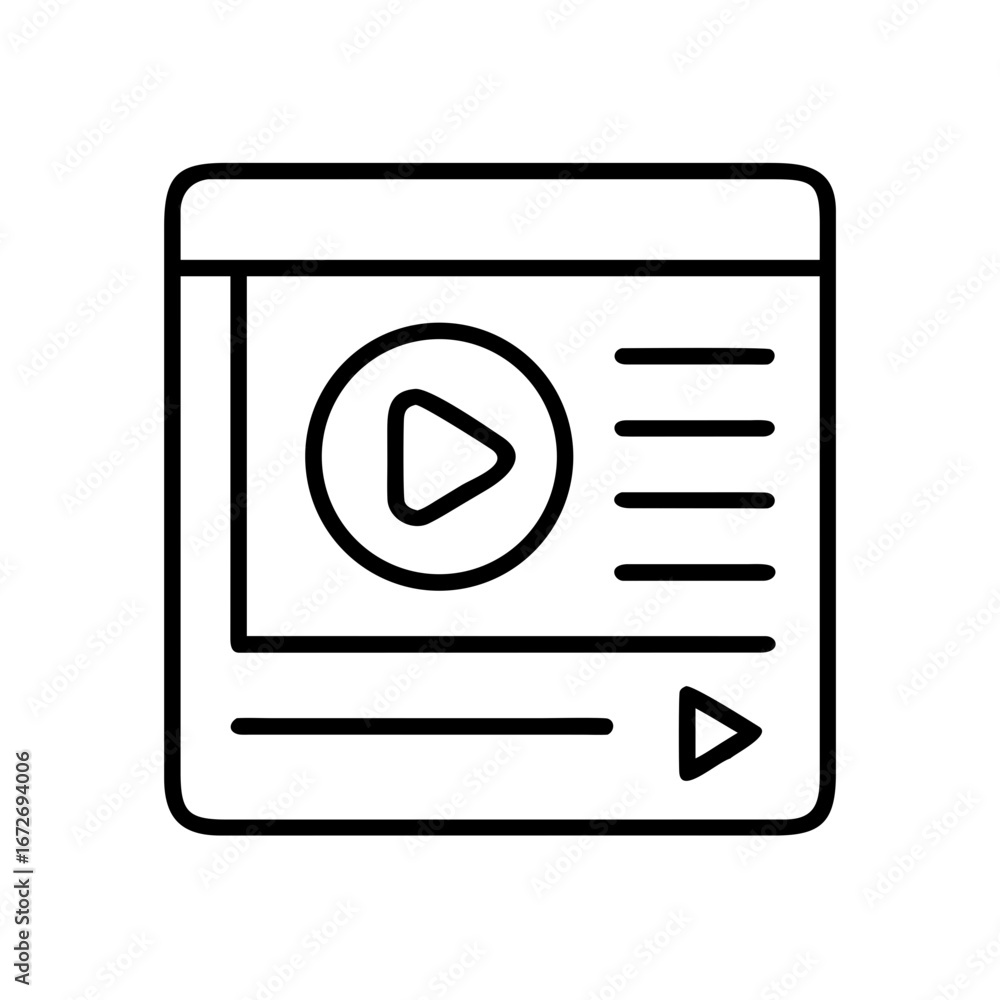 Aufkleber video player interface icon design, showcasing simple and clean presentation style