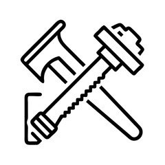 Iconic representation of woodworking tools featuring a saw and a hand plane