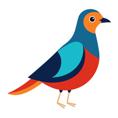 Bird vector icon. Blue bird with a red heart.