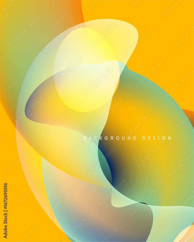 Aufkleber abstract fluid shapes blend, creating vibrant yellow, green, blue gradients. soft curves suggest mov