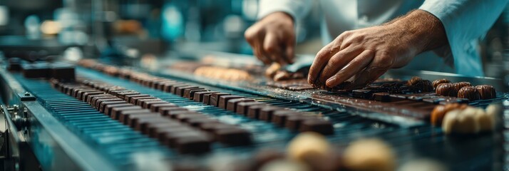 Chocolate artisan creates delectable confections in a bustling workshop during the early morning hours