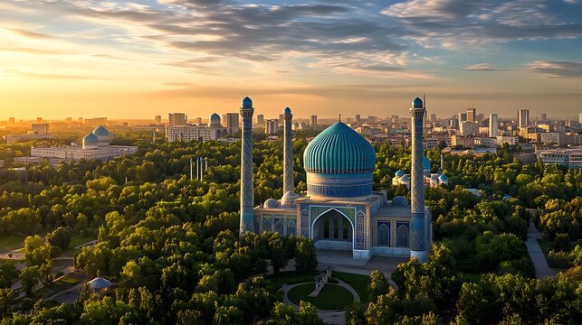 Beautiful tashkent city surrounded by greenery high resolution picture