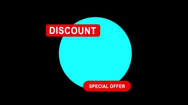 "Animated Text 5 Percent Discount Flash Sale Promo Banner Isolated on Black Background Special Offer"