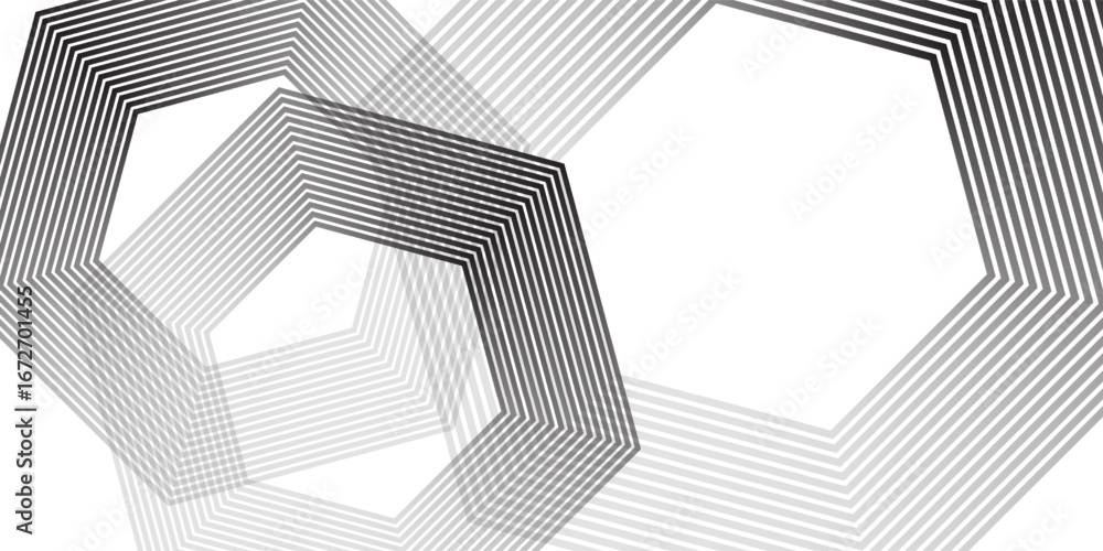 Aufkleber abstract background of white hexagons overlapping layers on bright space with line effect decoration