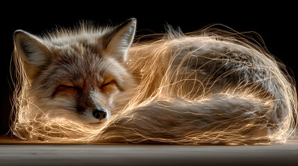 Sleeping Fox with Golden Light