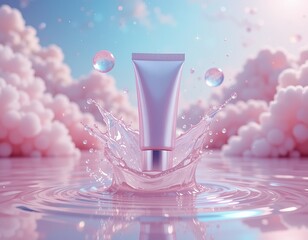Dreamy Skincare Fantasy – Product in Pink Splash Paradise