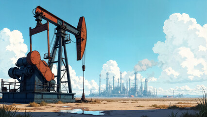 oil drilling rig in oil field, oil and gas industry, oil pump operation in oil field