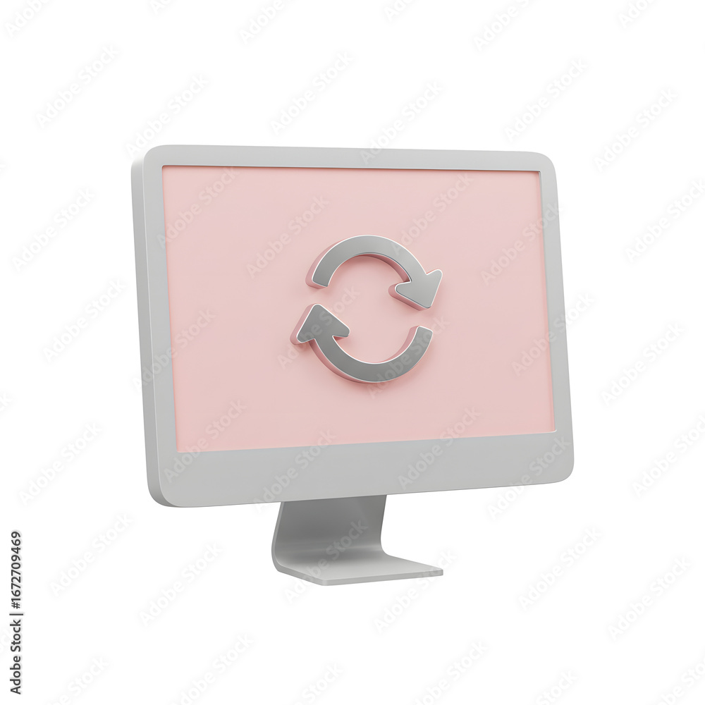 Fototapete modern computer monitor with refresh arrows, ideal for data updates and technology concepts