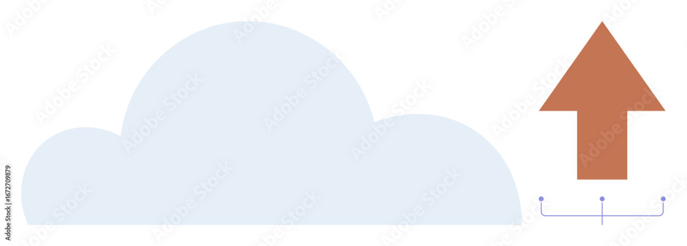 Poster cloud shape representing storage with an orange arrow pointing upwards, symbolizing data transfer an