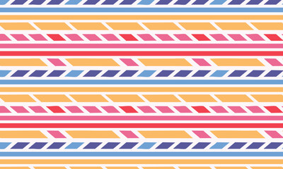 Modern Geometric Seamless Pattern with Colorful Ornamental Stripes