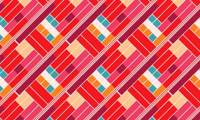 Modern Geometric Parquet Weave Seamless Pattern in Warm Colors