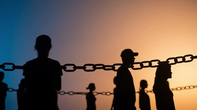 Silhouetted group faces challenges of division, community strength and resilience needed now