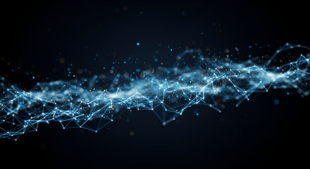Abstract network connection structure with glowing lines and particles on dark background