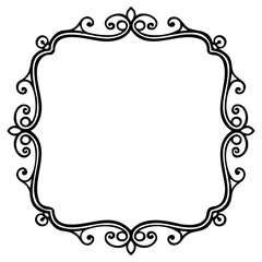 Elegant ornate square frame with decorative swirls and flourishes, vintage design element