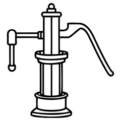 Vintage water pump illustration, a classic handoperated device for drawing water from a well or source