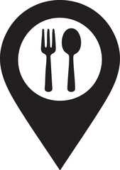 Restaurant Location Pin Icon With Fork And Spoon Symbol For Food Dining Culinary Travel And Service Marker