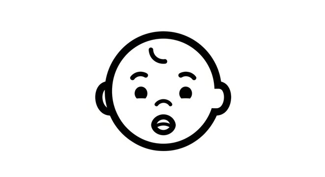 A charming and simple digital illustration of a happy baby's face on a white background.
