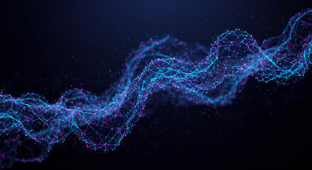 Abstract network structure with connected dots and lines on dark background