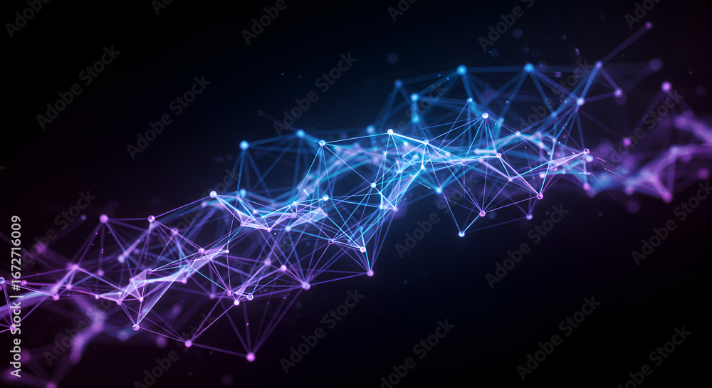 Poster abstract plexus background with connected lines and dots, digital technology