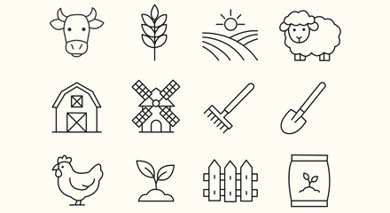 Farming and Agriculture Icons - Hand-drawn Line Icons