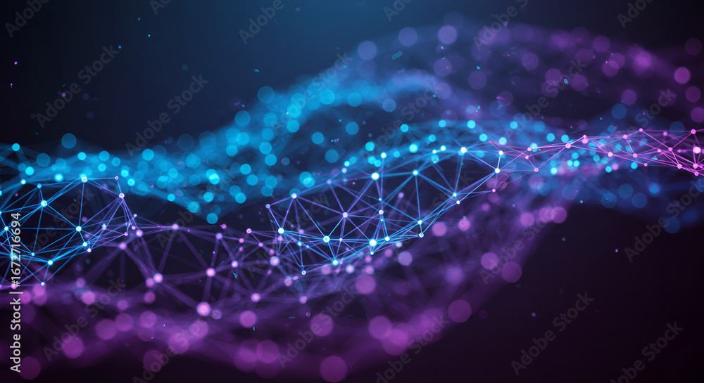 Poster abstract technology background with connecting dots and lines, concept connection