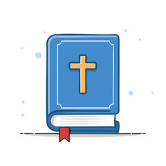 Obraz premium Illustration of a blue book with a Christian cross on the cover religion faith, Bible illustration and concepts