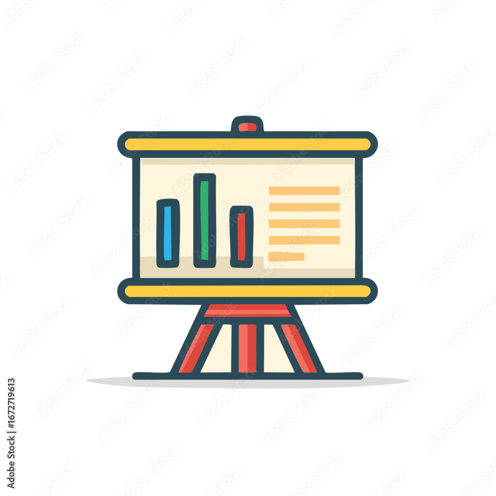 Poster colorful vector illustration of a presentation board with charts and graphs