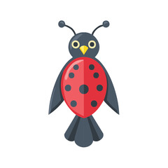 Fototapeta premium Abstract Bird Insect Hybrid Red Black Spotted Wings Illustration Cartoon