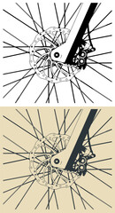Fat bike MTB front wheel mechanical disc close-up