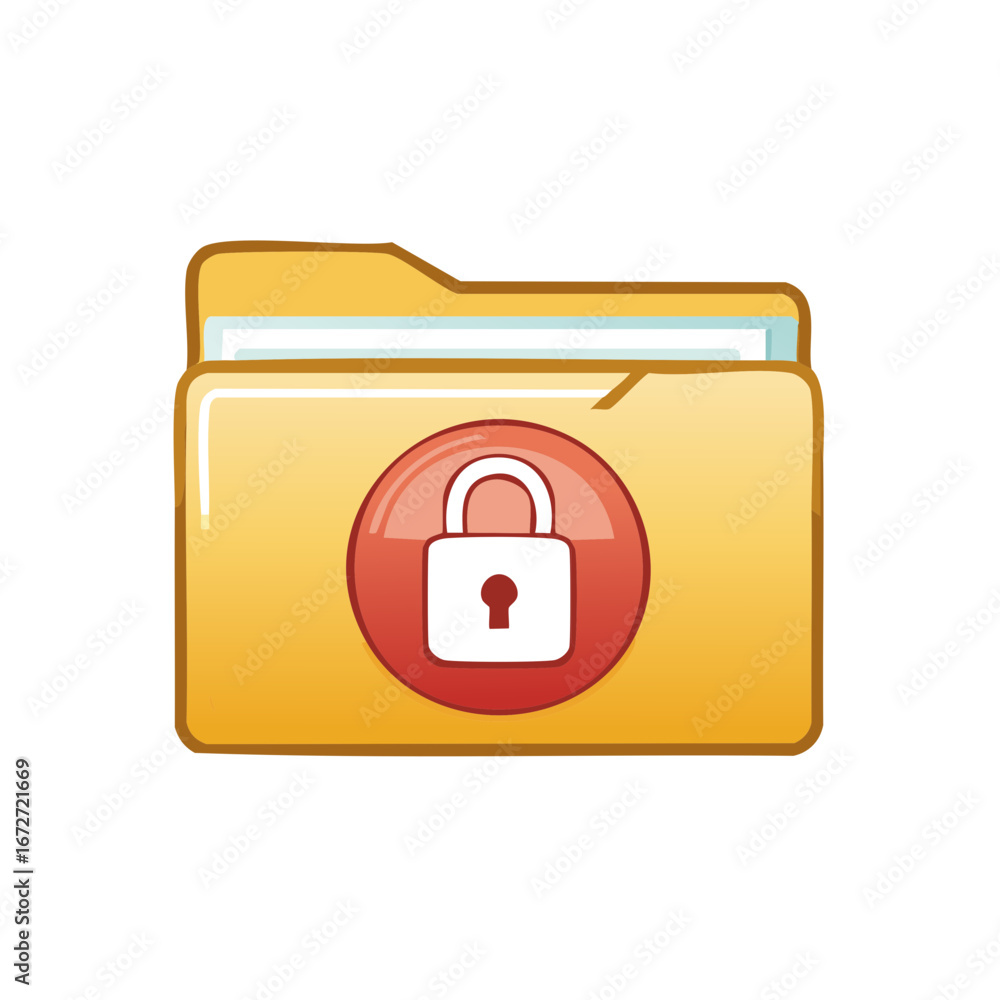 Poster Folder Icon with Lock for Data Security, Digital Privacy and File Protection