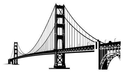 Fototapeta premium Golden Gate Bridge Silhouette Illustration.