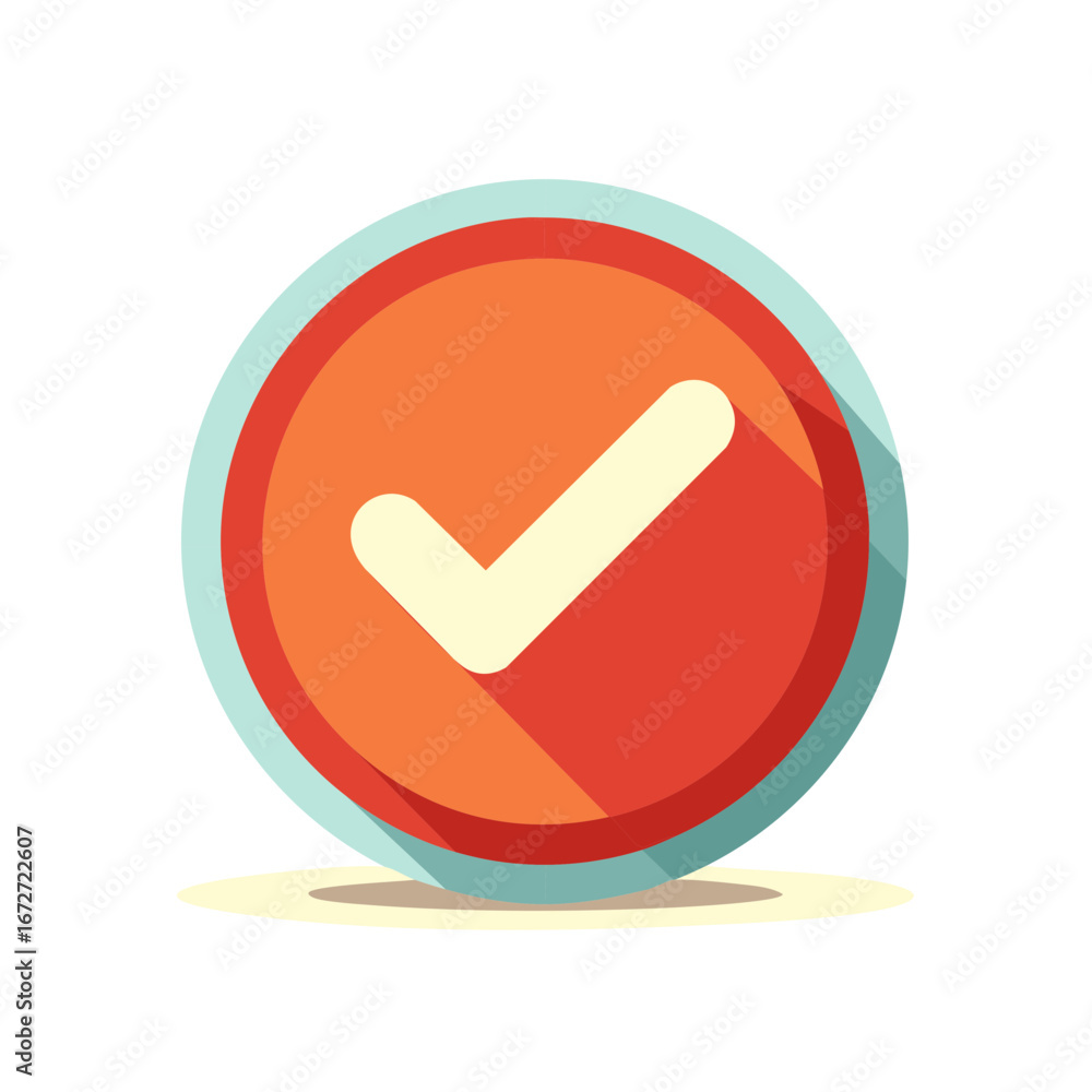 Aufkleber modern flat design checkmark in a circular icon with a shadow