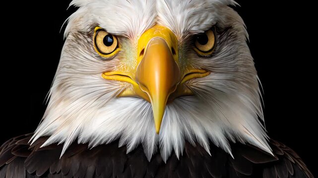 Majestic Gaze: The intense eyes and powerful beak of a bald eagle command attention in this striking close-up, evoking strength and freedom.