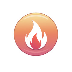 Fiery icon with a smooth gradient circle featuring a stylized flame element in white and red.