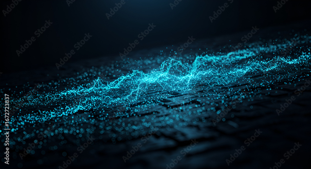 Poster futuristic technology data network on dark surface, abstract concept background